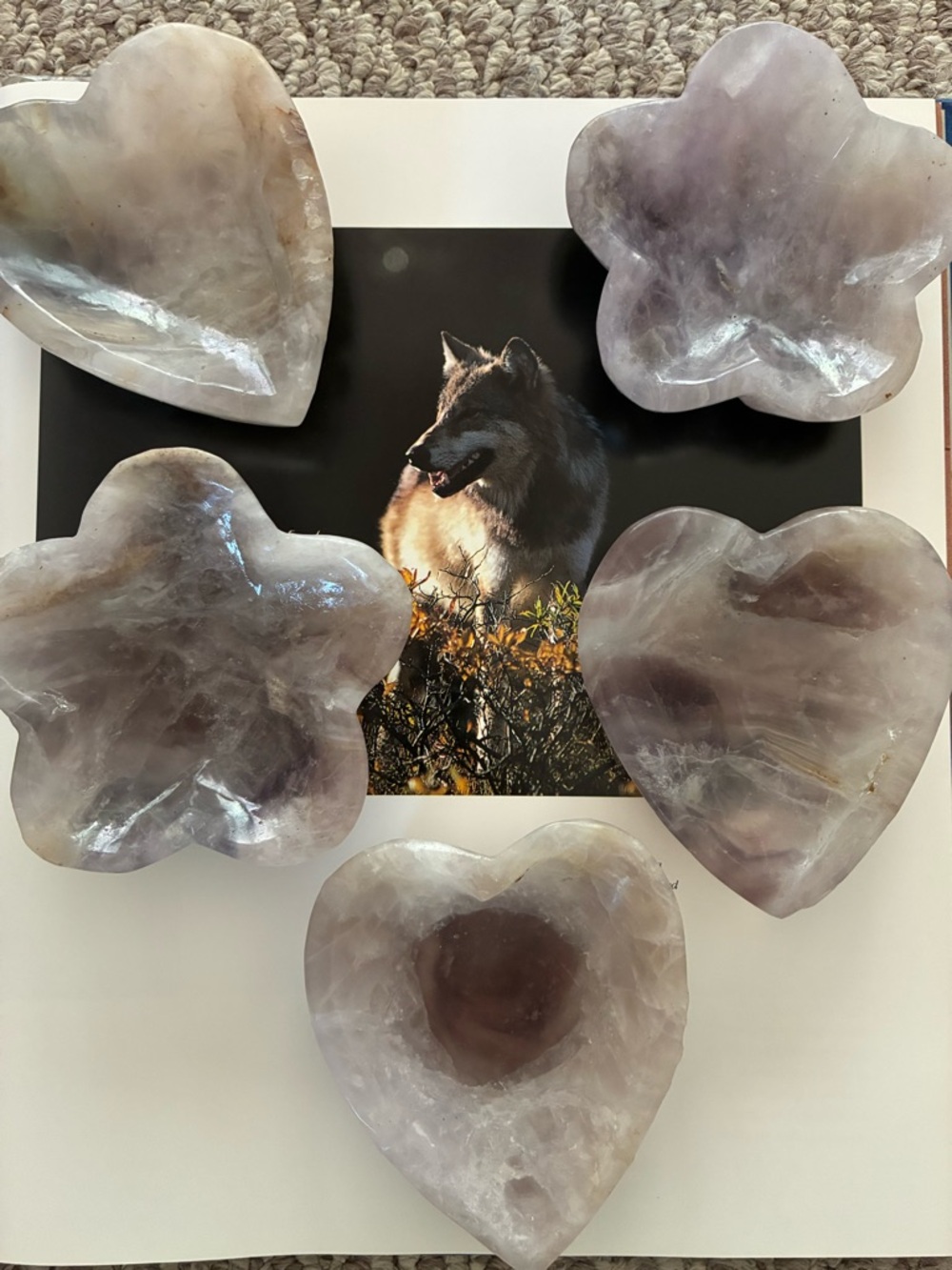 🔮 Crystal Polished Fluorite Stone Heart Trinket Dish Other Designs Available ❣️